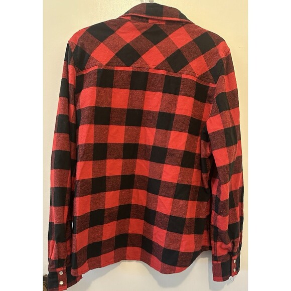 Urban Groove Women’s XL Buffalo Plaid Flannel Shirt Red Black Snap Front Pockets - Picture 2 of 9
